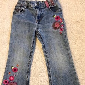 Little Girl’s Floral Denim Pants
